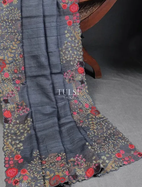 Handcrafted Elegance: Full Embroidered Tussar Munga Silk
