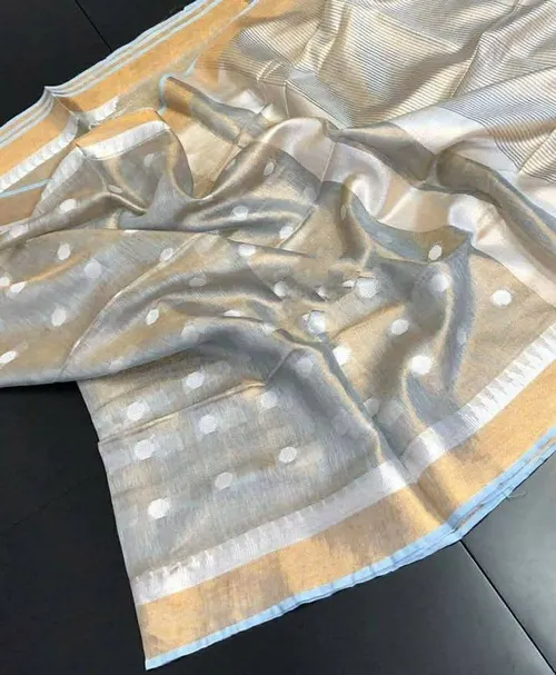 Soft Tissue Linen Saree with Dovi Buta Design