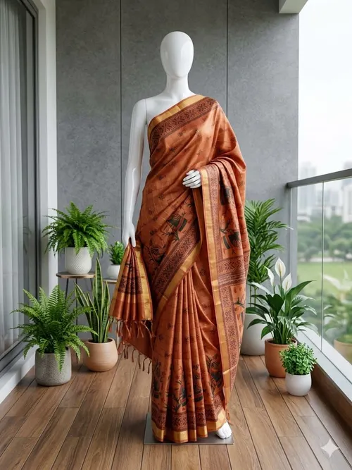  Bhagalpuri Semi Silk Soft Kota Hand Printed Saree