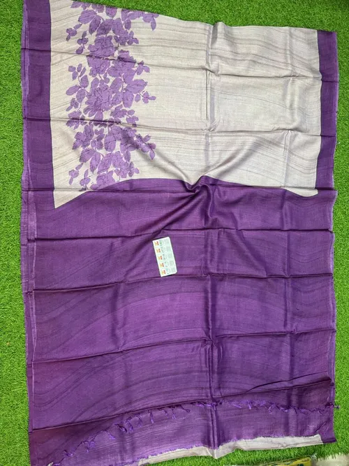 Pure Desi Tussar Silk Handloom Masterpiece with Hand Block & Digital Artwork
