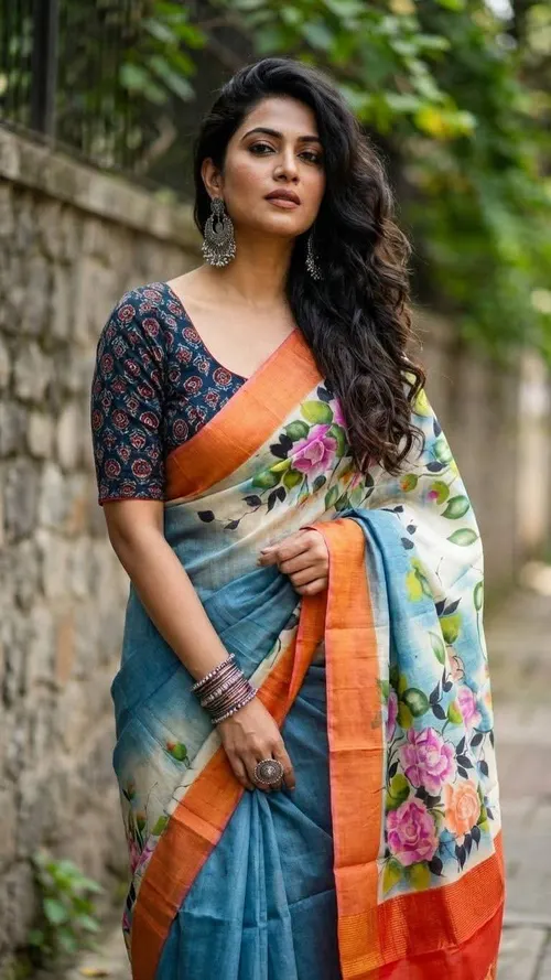  Varnika Pure Tussar Silk Handpaint Saree