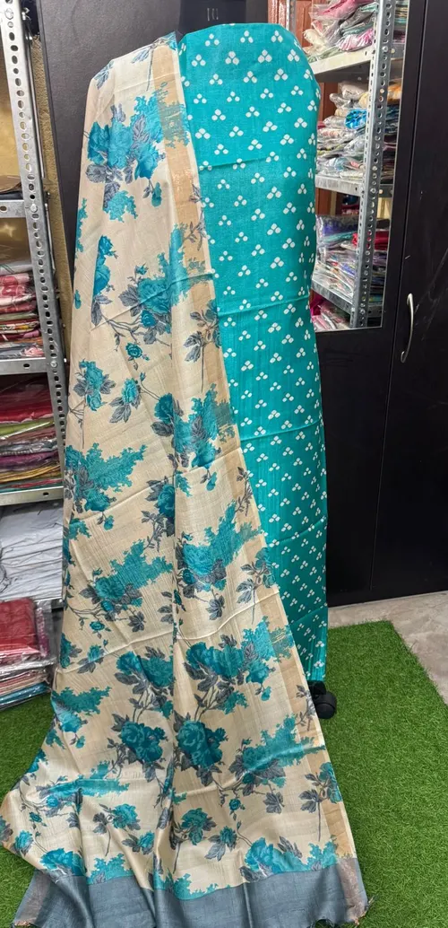  Whispering Weaves Tussar Top & Duppatta