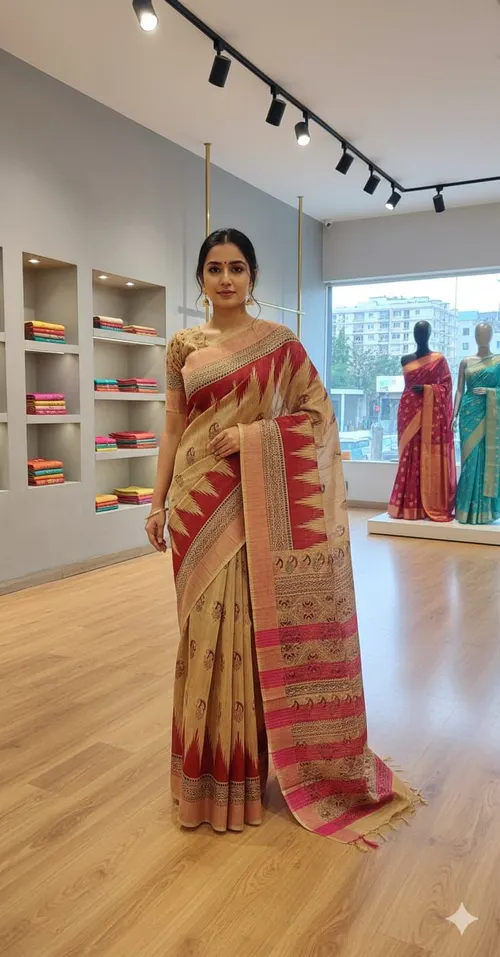 Soft Banswada Kota Saree with Zari Border – Beautiful Hand-Printed Traditional Design Saree