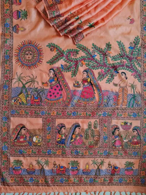 Traditional Gheecha Silk Saree with Intricate Pallu Design