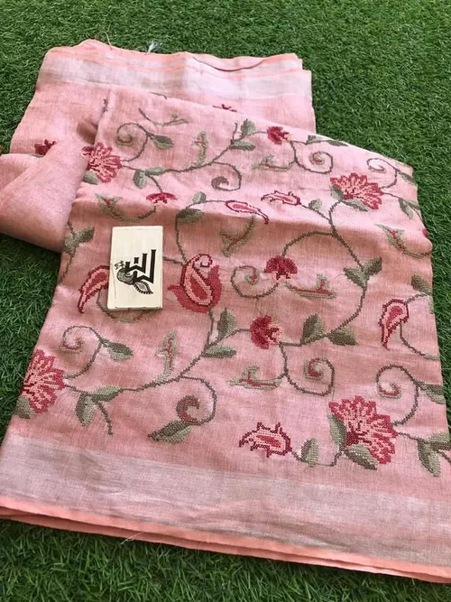 Pure Linen by Linen Stripes Pallu Saree