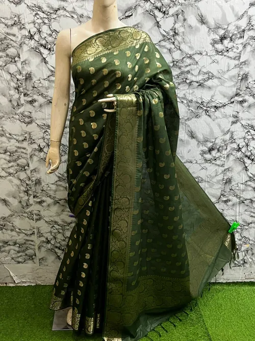 Soft Kota Stepple Saree with Banarasi Jacquard Woven Designs & Elegant Finish