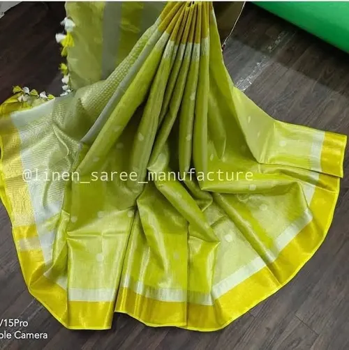 Soft Tissue Linen Saree with Dovi Buta Design