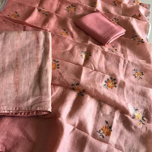 Pure Linen by Linen Floral Embroidery Work Salwar Suit – Elegant Hand-Embroidered Ethnic Wear for Women