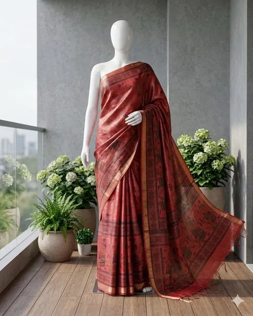  Bhagalpuri Semi Silk Soft Kota Hand Printed Saree