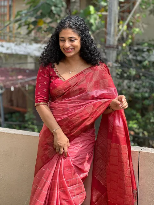 Elegant Dupion Silk Saree with Contemporary Square Check Design