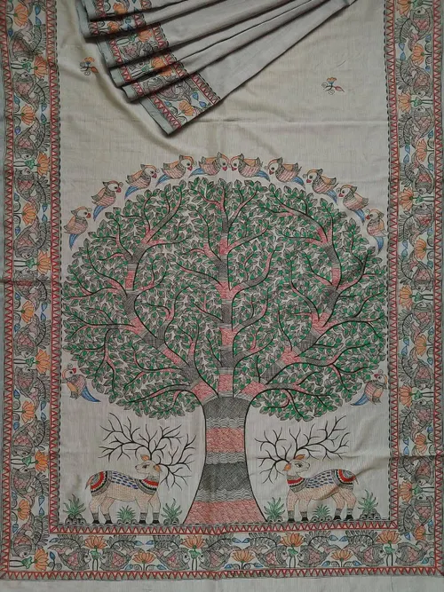 Traditional Gheecha Silk Saree with Intricate Pallu Design