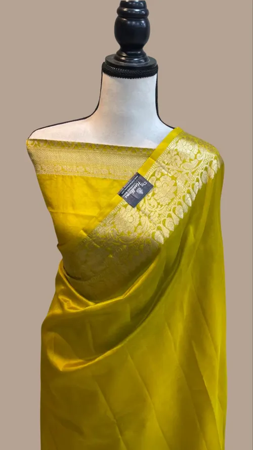 Handcrafted Katan Silk Saree with Traditional Jacquard Border Detailing