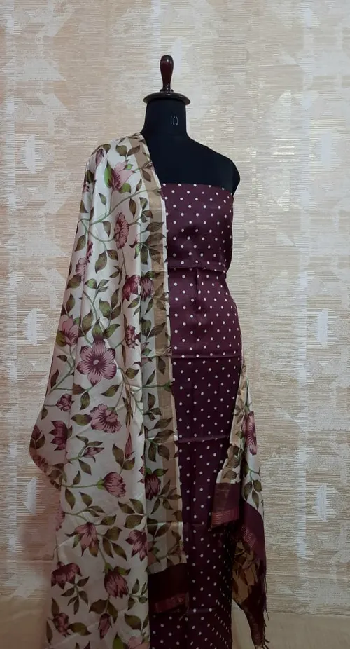  Whispering Weaves Tussar Top & Duppatta