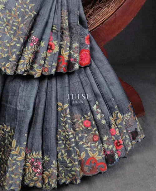 Handcrafted Elegance: Full Embroidered Tussar Munga Silk