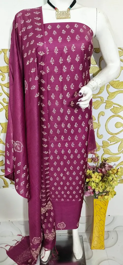 Elegant Katan Salab Hand Block Print Suit – Pure Cotton Elegance