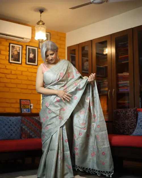  Handloom Pure Desi Tusser Silk Saree