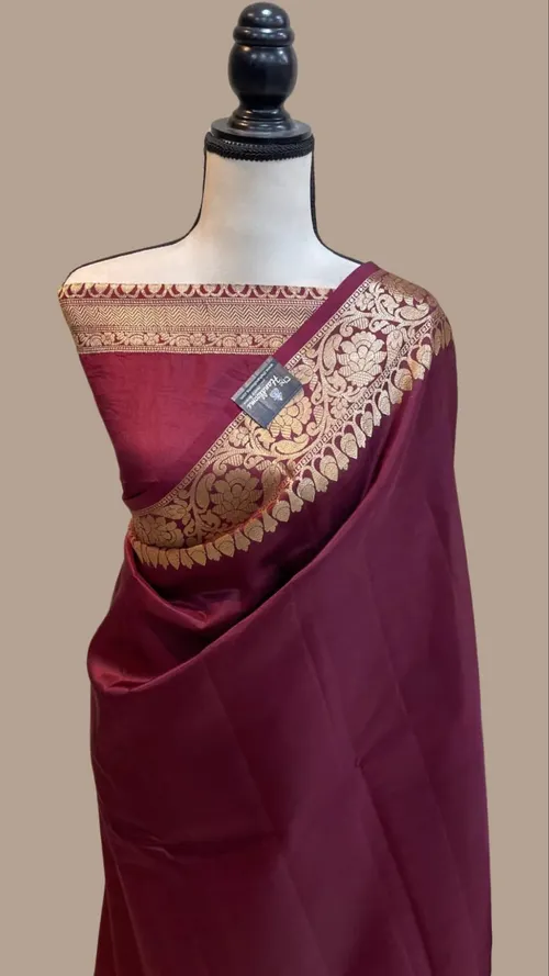 Handcrafted Katan Silk Saree with Traditional Jacquard Border Detailing