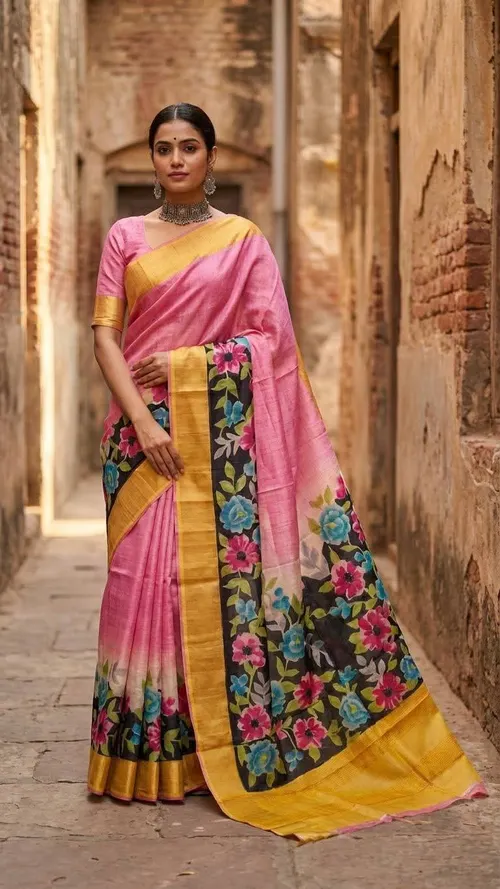 Varnika Pure Tussar Silk Handpaint Saree