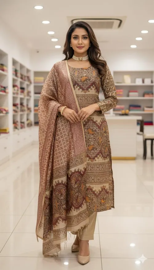 Ethnic Madhubani Kalamkari Dress Material