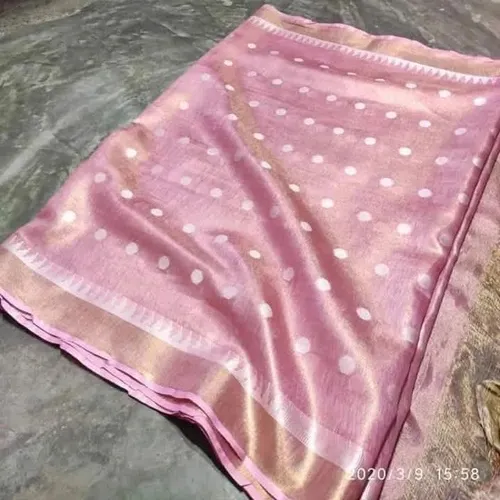Soft Tissue Linen Saree with Dovi Buta Design