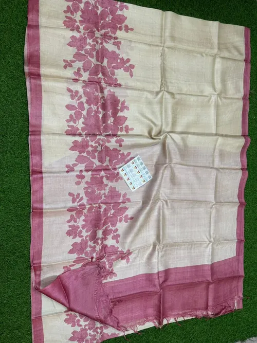 Pure Desi Tussar Silk Handloom Masterpiece with Hand Block & Digital Artwork