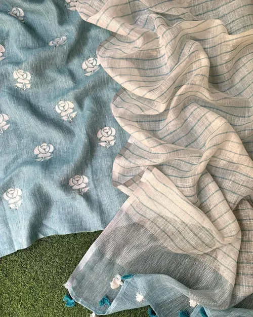 Pure Linen by Linen Embroidered Kurta with Intricate Motif Work