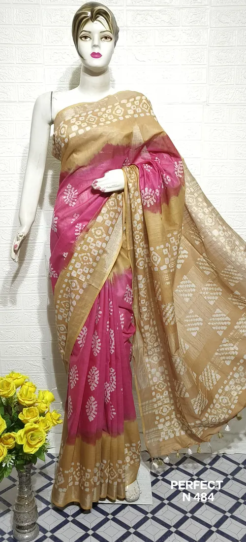 Pure Cotton Slub Saree with Traditional Batik Print