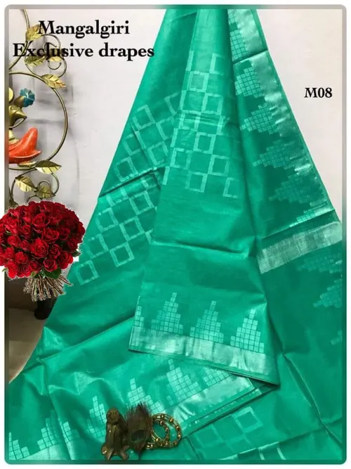 “Dupion Silk Saree with Geometric Patterns