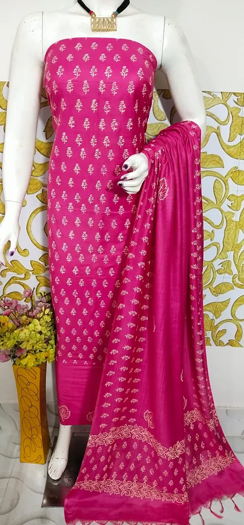 Elegant Katan Salab Hand Block Print Suit – Pure Cotton Elegance