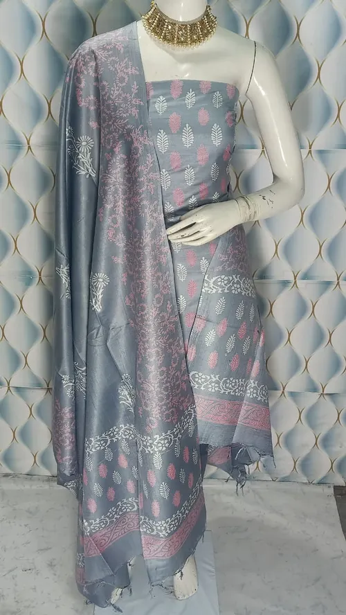 Regal Katan Staple Silk Full Suit – Handwoven Luxury in Every Thread