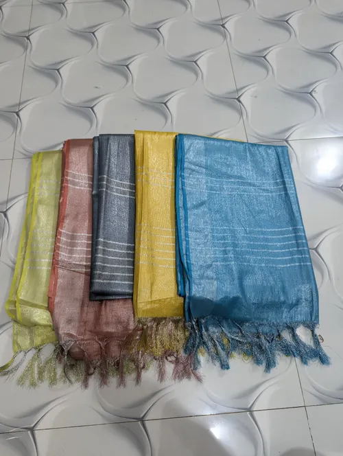 Tissue Viscose Saree with Intricate Thread & Zari Embroidery