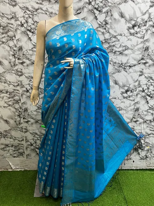 Soft Kota Stepple Saree with Banarasi Jacquard Woven Designs & Elegant Finish