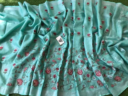 Pure Linen by Linen Stripes Pallu Saree