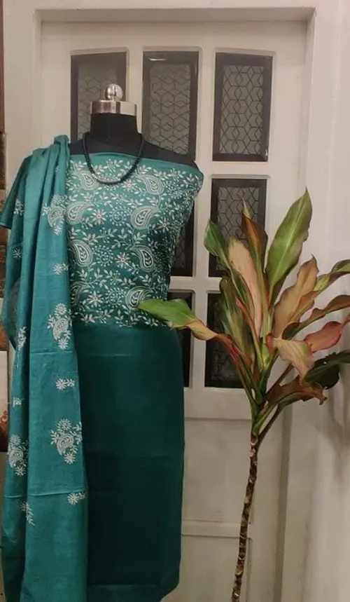 Classic Linen Embroidered Dress Material