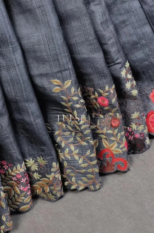 Handcrafted Elegance: Full Embroidered Tussar Munga Silk