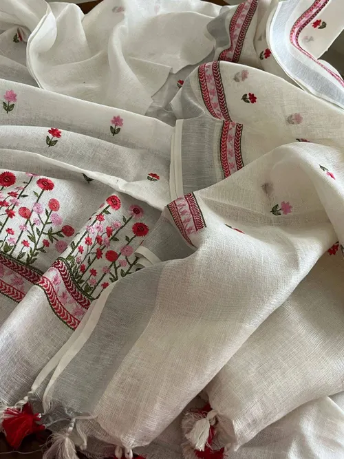 Pure Linen by Linen Floral Embroidery Work Salwar Suit – Elegant Hand-Embroidered Ethnic Wear for Women