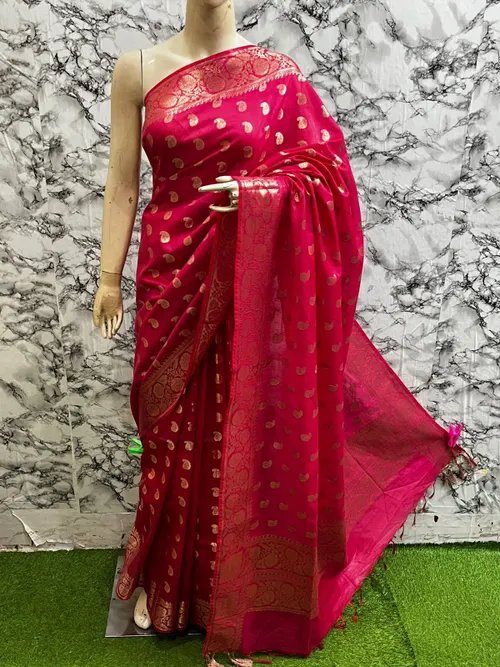Soft Kota Stepple Saree with Banarasi Jacquard Woven Designs & Elegant Finish