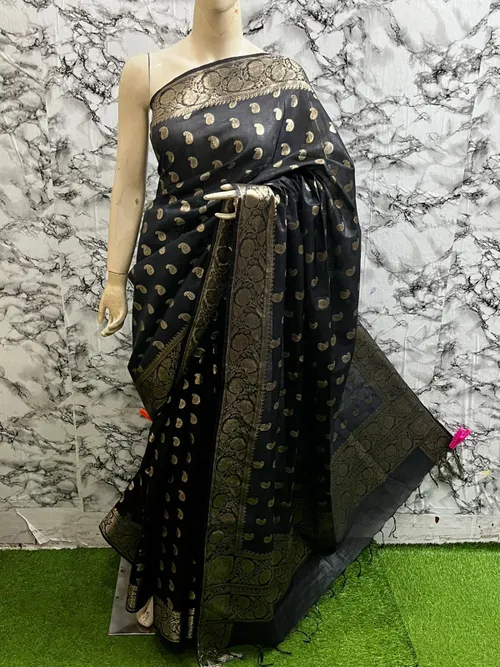 Soft Kota Stepple Saree with Banarasi Jacquard Woven Designs & Elegant Finish