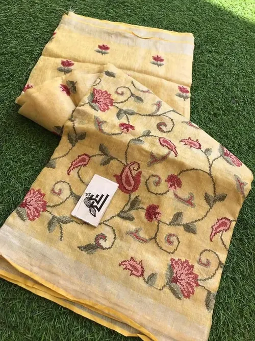 Pure Linen by Linen Stripes Pallu Saree