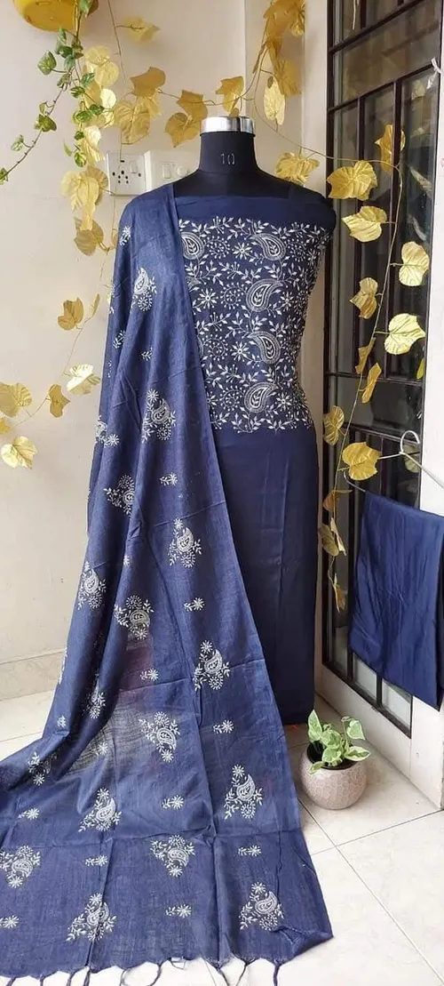 Classic Linen Embroidered Dress Material