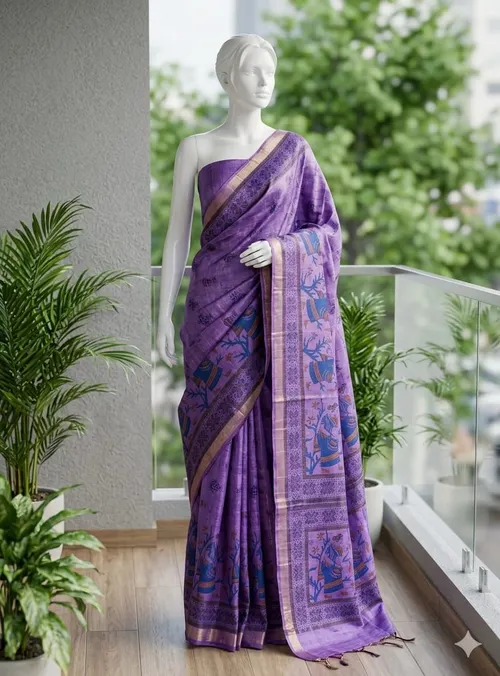  Bhagalpuri Semi Silk Soft Kota Hand Printed Saree