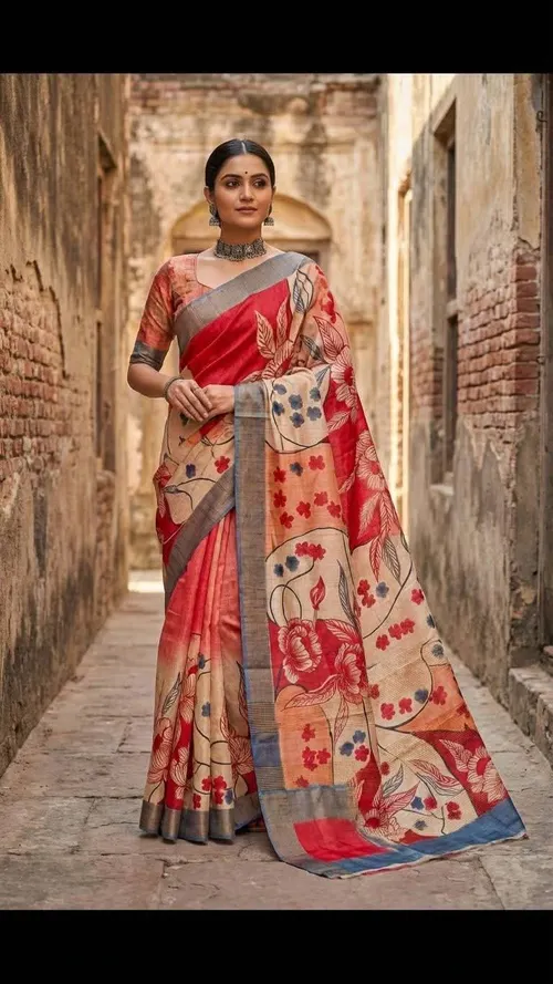 Varnika Pure Tussar Silk Handpaint Saree