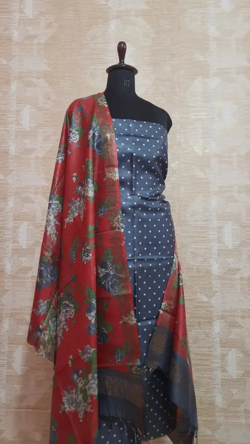  Whispering Weaves Tussar Top & Duppatta