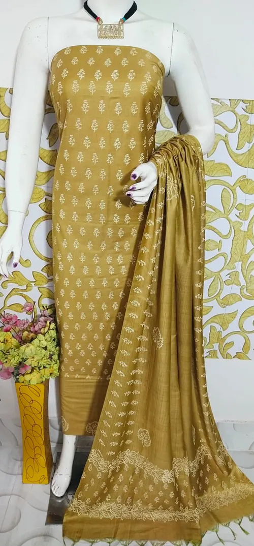 Elegant Katan Salab Hand Block Print Suit – Pure Cotton Elegance