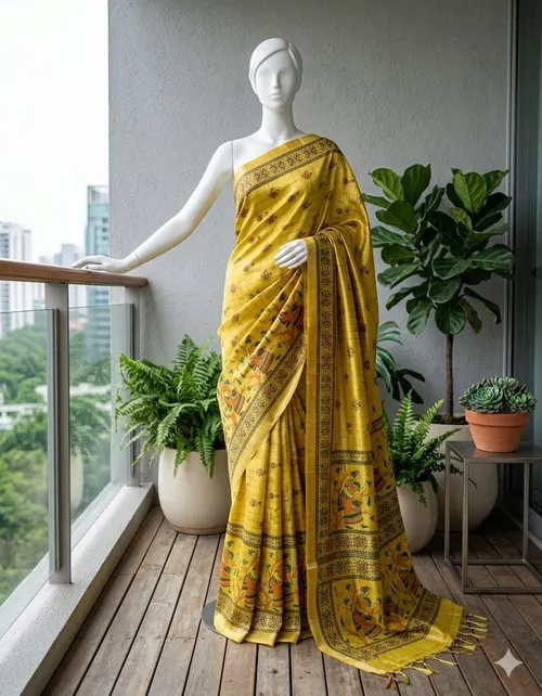  Bhagalpuri Semi Silk Soft Kota Hand Printed Saree