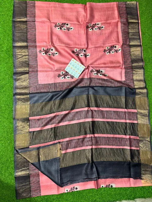  Premium Tussar Silk Printed Saree with Silk Mark Certification