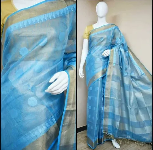Soft Tissue Linen Saree with Dovi Buta Design