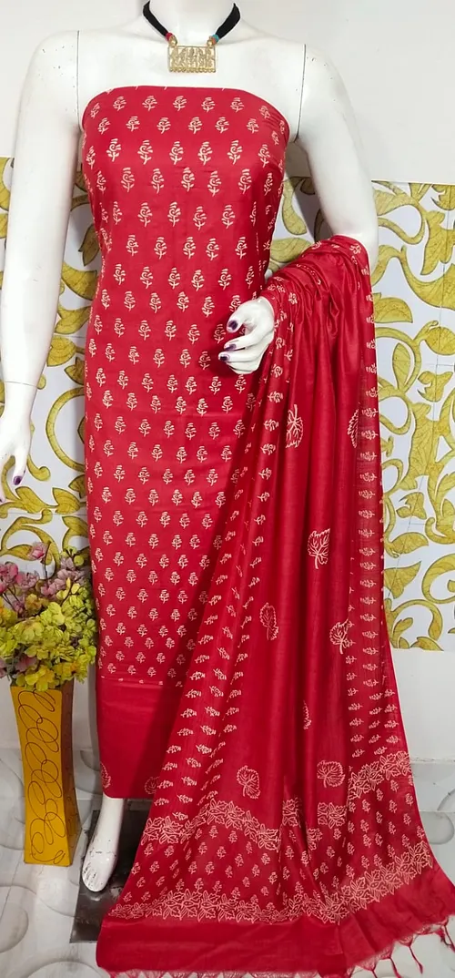 Elegant Katan Salab Hand Block Print Suit – Pure Cotton Elegance