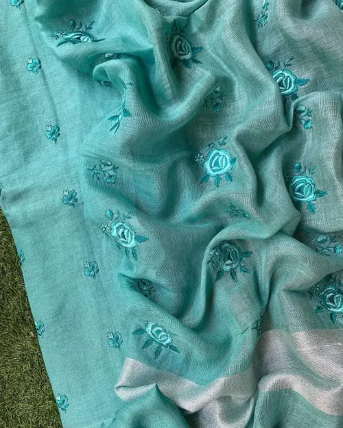 Royal Bloom Linen Saree