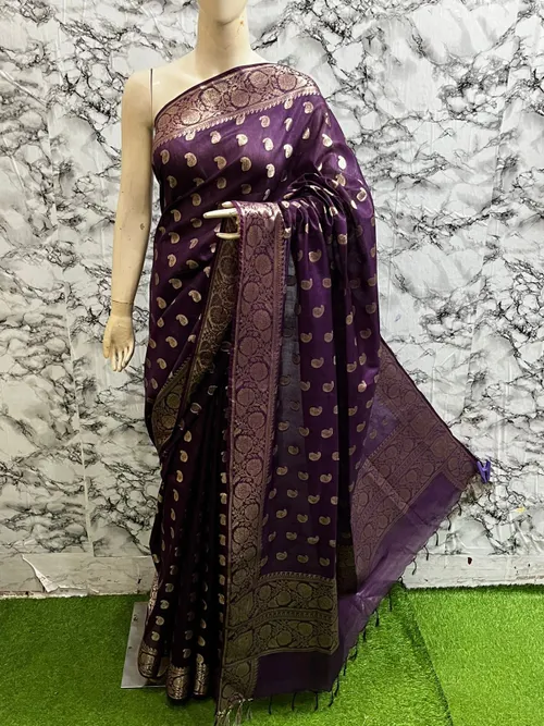 Soft Kota Stepple Saree with Banarasi Jacquard Woven Designs & Elegant Finish